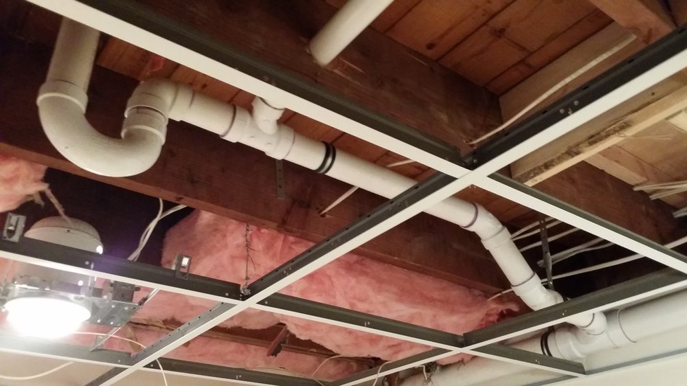 plastic pipes on ceiling