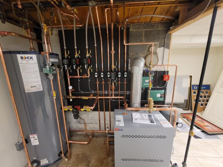 Hot water boiler with an indirect water heater installed by Absolute Precision, serving River Vale, NJ