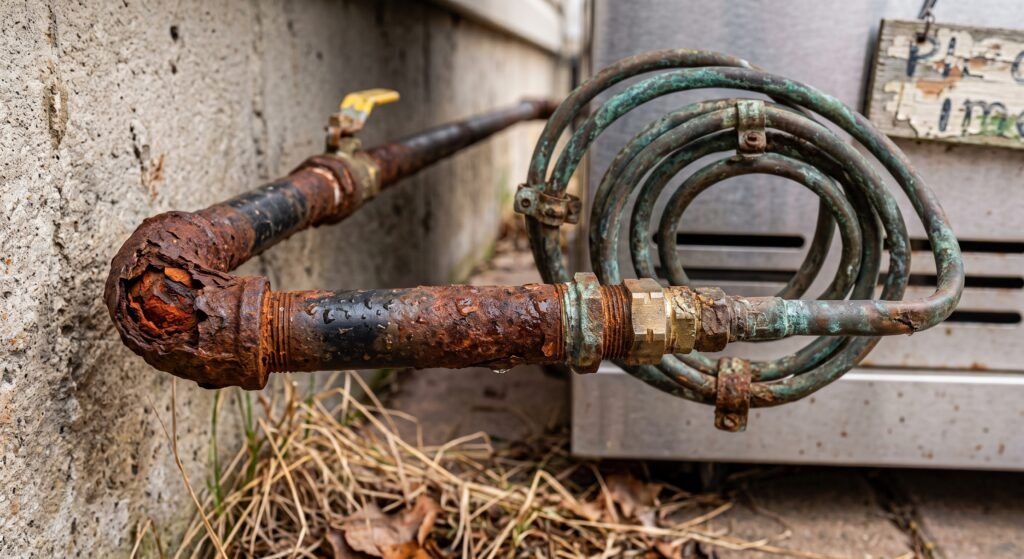 Licensed plumber identifying emergency natural gas line leak symptoms in Saddle Brook NJ