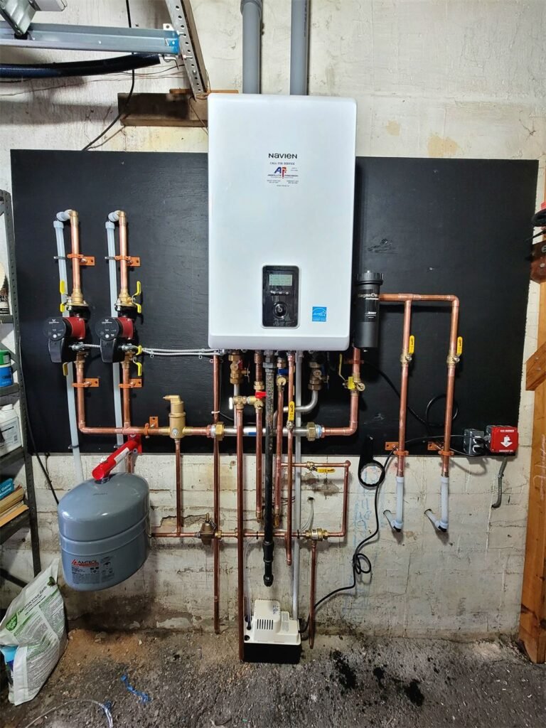Navien combi boiler installed by Absolute Precision Plumbing and Heating in Maywood, NJ