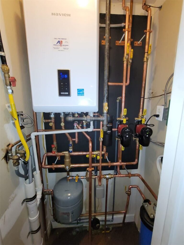 Navien combi boiler installed by Absolute Precision Plumbing and Heating in Upper Saddle River, NJ